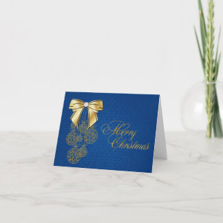 Pretty Blue & Gold Christmas Greeting Card