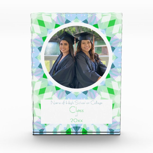 Pretty Blue Green Graduation Photo Keepsake Gift (Front)