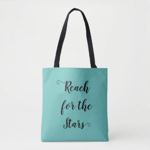 Pretty Blue Green Reach for the Stars Tote Bag