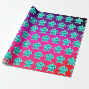 Pretty Blue green turquoise teal turtles pattern Wrapping Paper