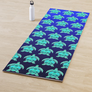 Pretty Blue green turquoise teal turtles pattern Yoga Mat