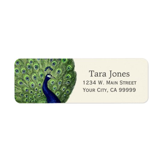 Pretty Blue Green Vintage Peacock Address Labels