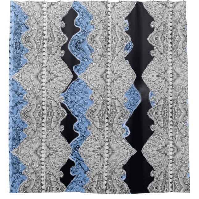 Pretty Blue Grey  Shower Curtain (Front)