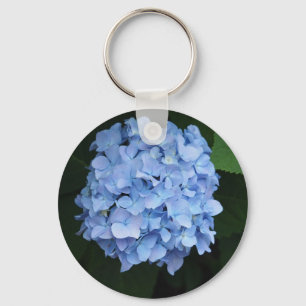 Pretty Blue Hydrangea Floral Photo Key Ring