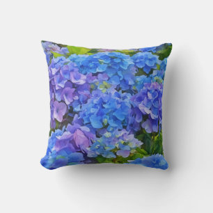 Pretty Blue Hydrangea Flowers Floral Art Cushion