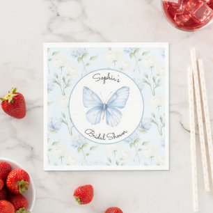 Pretty Blue Hyndrangea Flowers Bridal Shower Napkin