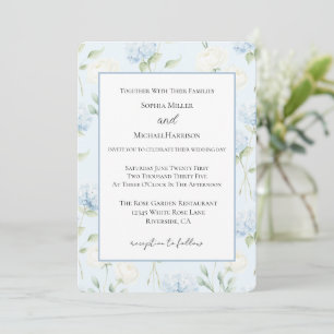 Pretty Blue Hyndrangea Flowers Wedding Invitation