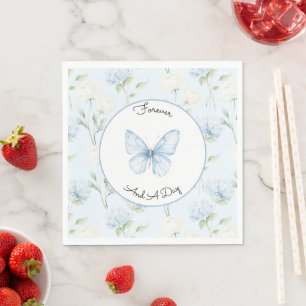 Pretty Blue Hyndrangea Flowers Wedding Napkin