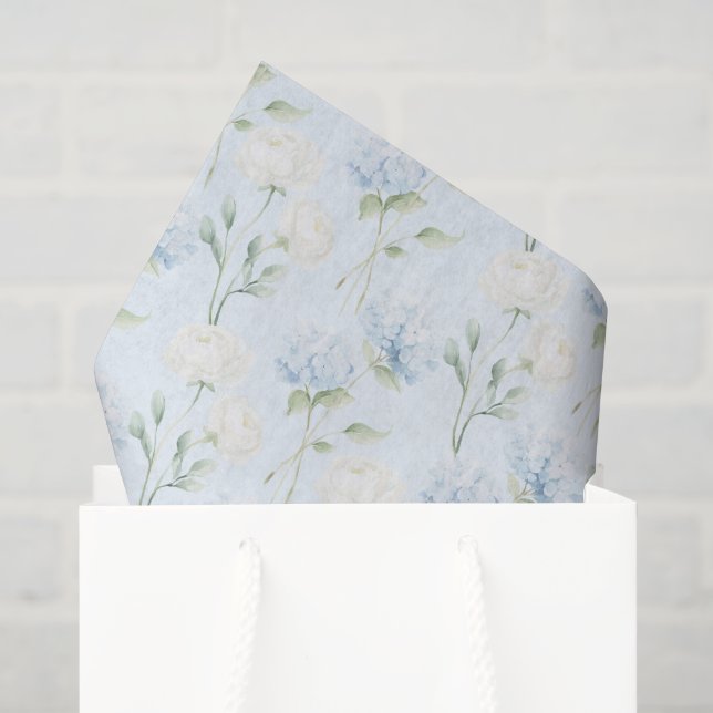Pretty Blue Hyndrangea Flowers Wedding Tissue Paper (Gift Bag)