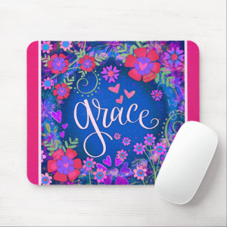Pretty Blue Inspiring Floral Grace Inspirivity Mouse Mat