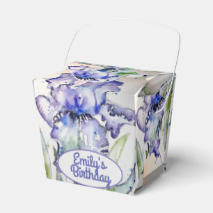 Pretty Blue Iris Floral Birthday Cake Favour Box