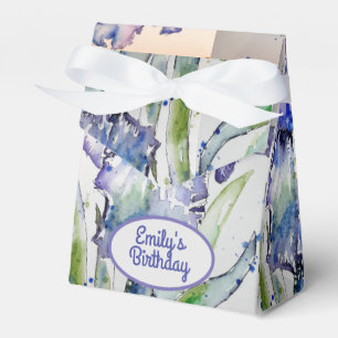 Pretty Blue Iris Floral Birthday Cake Favour Box