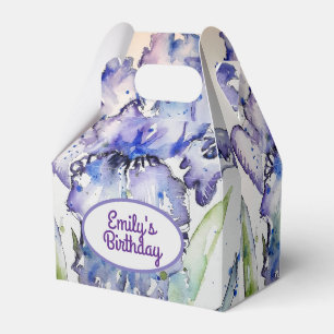 Pretty Blue Iris Floral Birthday Cake Favour Box