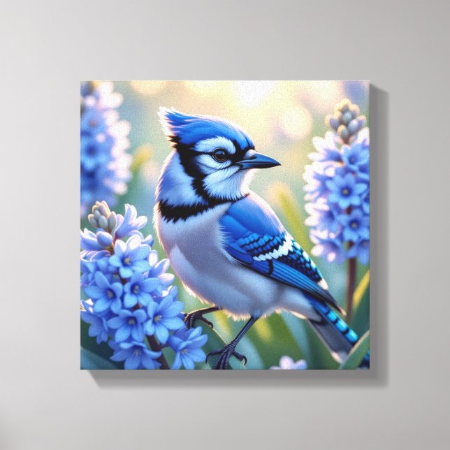 Pretty Blue Jay and Lilacs  Canvas Print (Front)