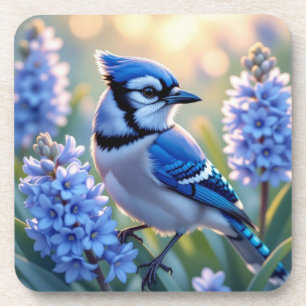 Pretty Blue Jay and Lilacs  Coaster