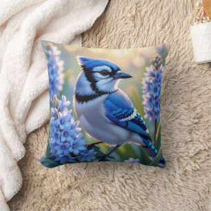 Pretty Blue Jay and Lilacs  Cushion