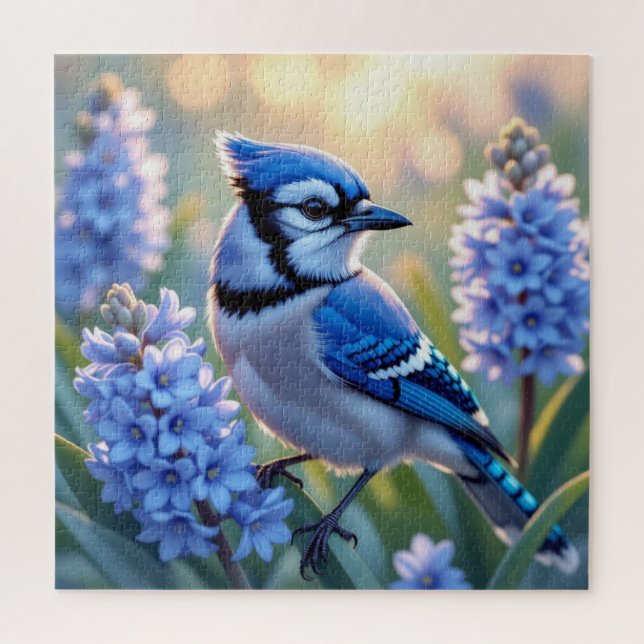 Pretty Blue Jay and Lilacs  Jigsaw Puzzle (Vertical)
