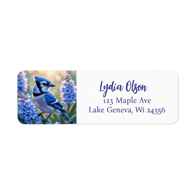 Pretty Blue Jay and Lilacs Personalised (Front)