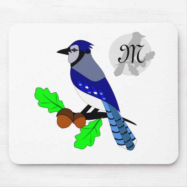Pretty Blue Jay Bird Mouse Mat (Front)