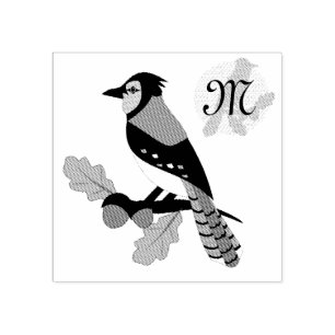 Pretty Blue Jay Bird Rubber Stamp