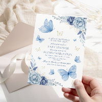 Pretty Blue Little Butterfly Boy baby Shower