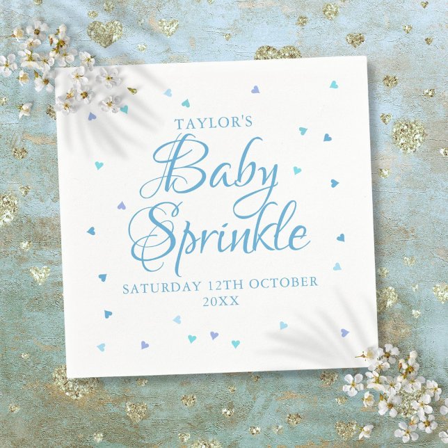 Pretty Blue Love Hearts Baby Boy Sprinkle Shower Napkin (Pretty Blue Love Hearts Baby Boy Sprinkle Shower Napkins)