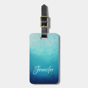 Pretty Blue Mandala Abstract Luggage Tag