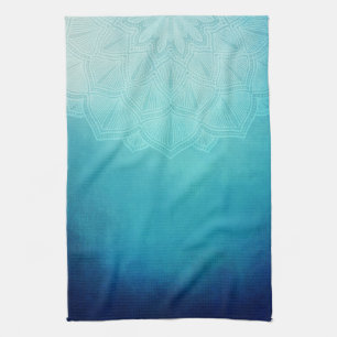 Pretty Blue Mandala Abstract Tea Towel