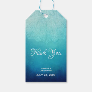 Pretty Blue Mandala Abstract Thank You Gift Tags