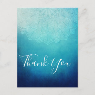 Pretty Blue Mandala Abstract Thank You Postcard