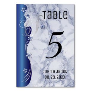 Pretty Blue Marble Design - Table Number