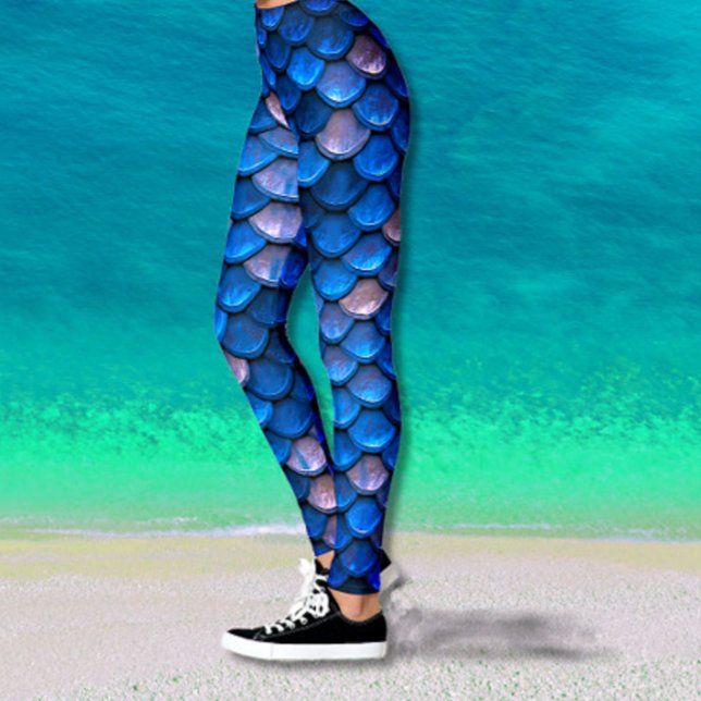 Pretty  Blue Mermaid Fish Scales Leggings (Creator Uploaded)