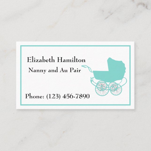 Pretty Blue Nanny Au Pair Business Card (Front)