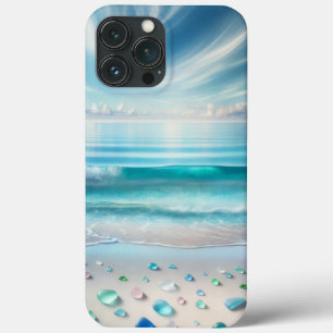Pretty Blue Ocean Waves and Sea Glass iPhone 13 Pro Max Case