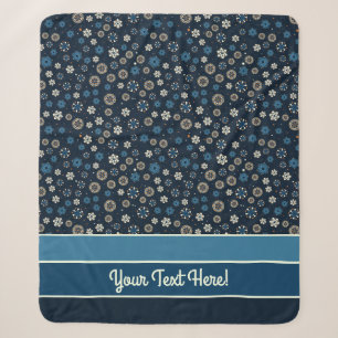 Pretty Blue Orange White Scandinavian Snowflakes Sherpa Blanket