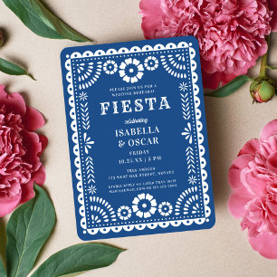 Pretty Blue Papel Picado Wedding Rehearsal Dinner Invitation