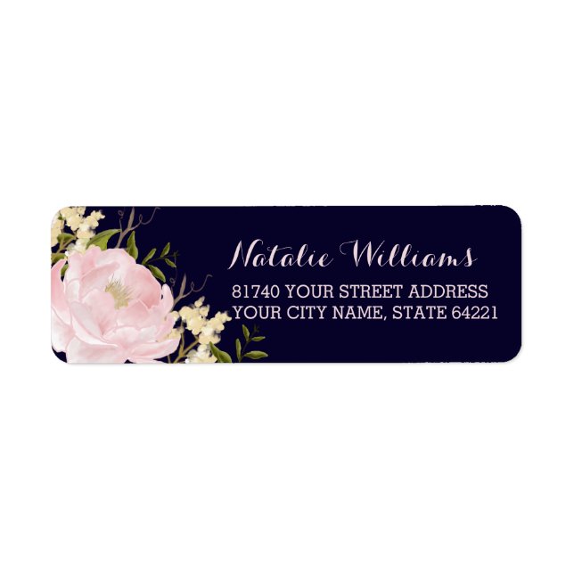 Pretty Blue Pink Floral Return Address Labels (Front)