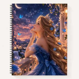 Pretty blue Princess College Ruled Notebook