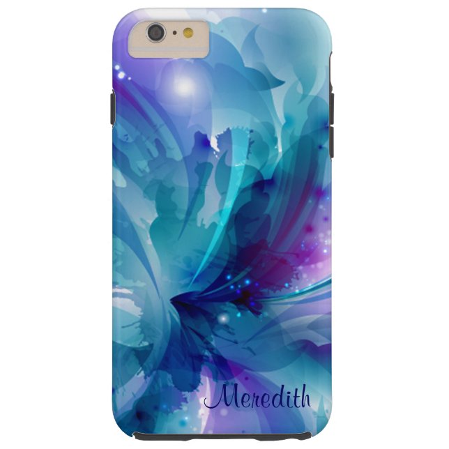 Pretty Blue & Purple Abstract Flower iPhone 6 Case (Back)