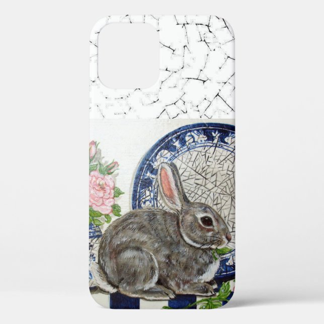 Pretty Blue Rabbit Floral Dedham Delft Animal  Cas Case-Mate iPhone Case (Back)