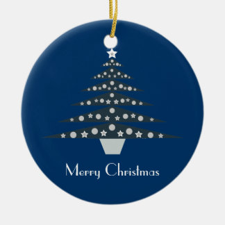 Pretty Blue Retro Christmas Tree Ornament