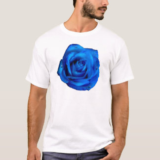Pretty Blue Rose Blossom Raindrop Flower T-Shirt
