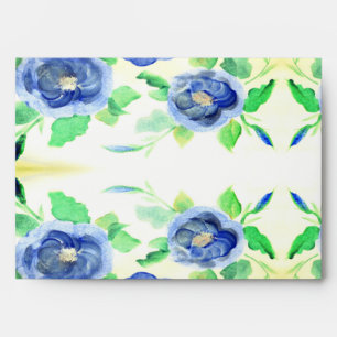 Pretty Blue Rose Watercolour Envelope