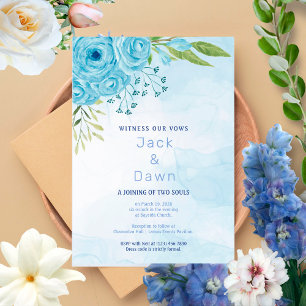 Pretty Blue Roses Wedding Invitation