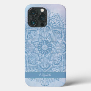 Pretty Blue Sacred Lotus Flower Blossom Mandala   iPhone 13 Pro Case