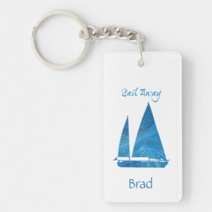 Pretty Blue Sail Away  Key Ring