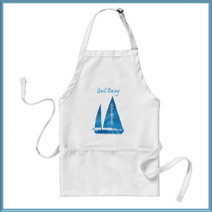 Pretty Blue Sailboat Nautical Standard Apron