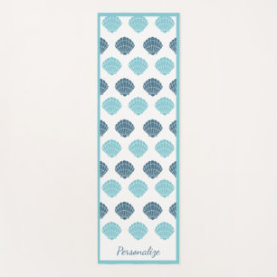 Pretty Blue Seashell Pattern Zen Yoga Namaste Mat
