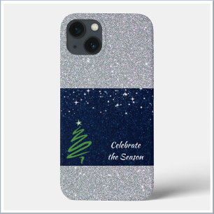 Pretty Blue Silver Glitter Holiday Celebration iPhone 13 Case
