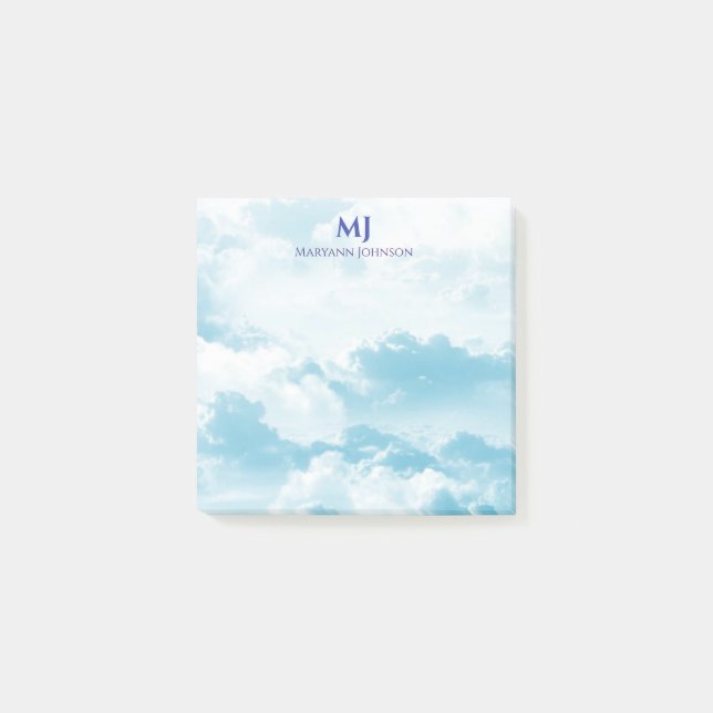 Pretty Blue Sky with Clouds Personalised Post-it Notes (Front)